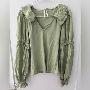 Anthropologie Sage Blouse with Ruffled Collar